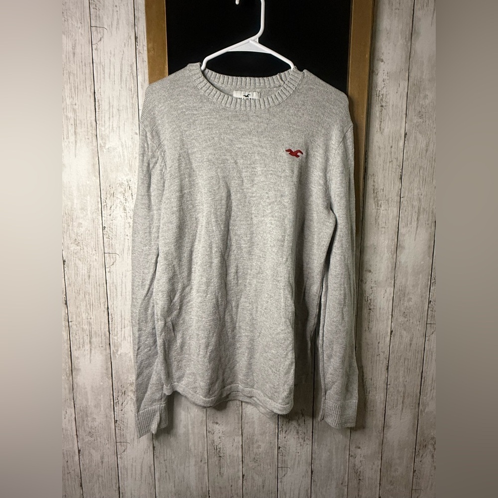 Hollister Mens Gray Long Sleeve Crew Neck Knit Sweater Pullover Size M